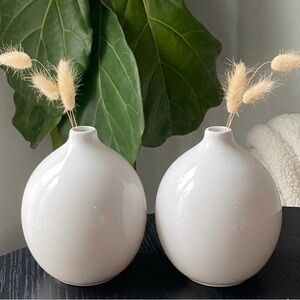 West Elm White Ceramic Bud Vases - Set of 2
